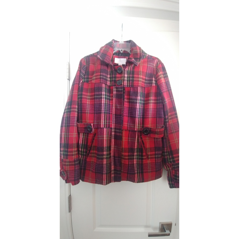 Red Plaid Coat Juniors XL Like New